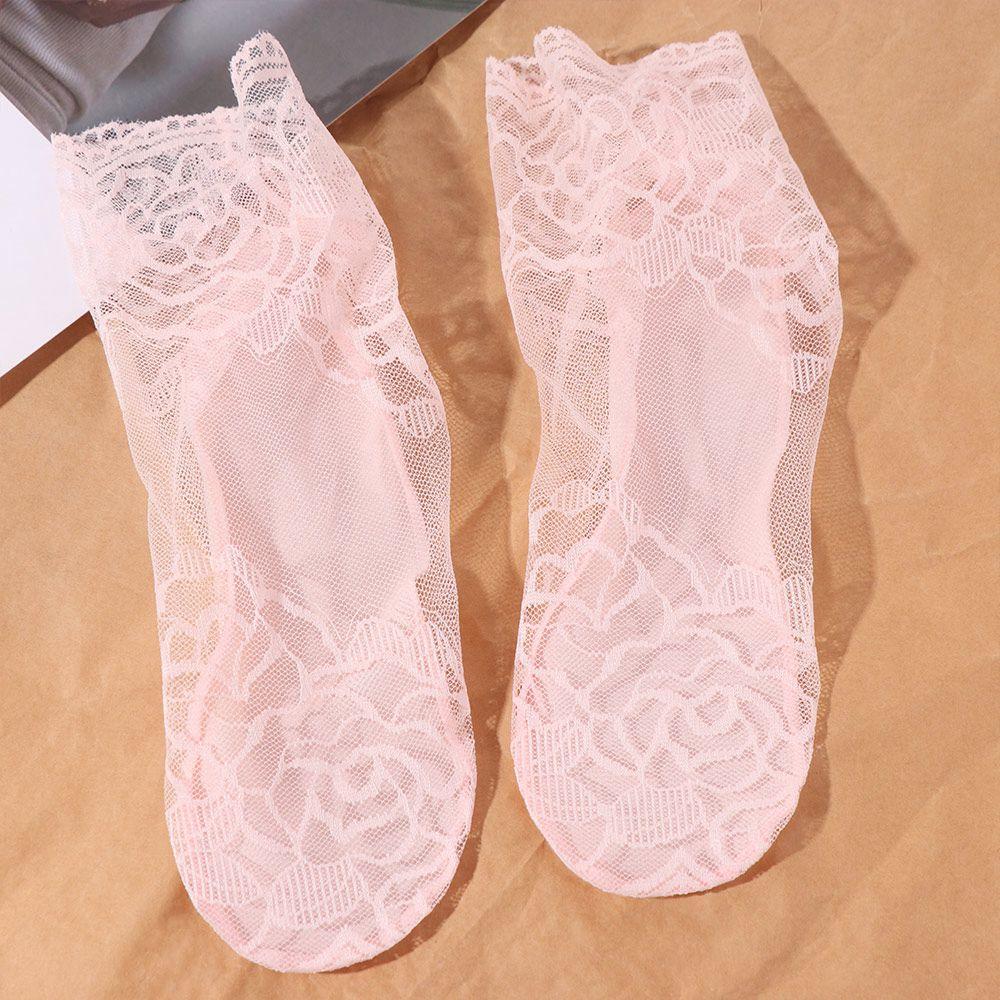 5Pairs Flower Mesh Lace Socks Thin Tube Socks Women Korean Ins Transparent Tulle Socks  Girl