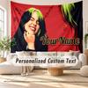 Benutzerdefinierte Namens-Wandbehang-Tapisserie, Billie Eilish Dekorative Hintergrund-Tapisserie für Wohnheim, Zuhause