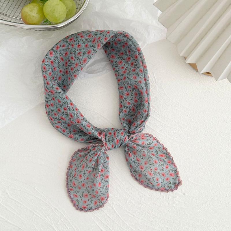 Silk scarf new retro literary cotton and linen square scarf decorative scarf floral headscarf headband multi-purpose scarf small shawl