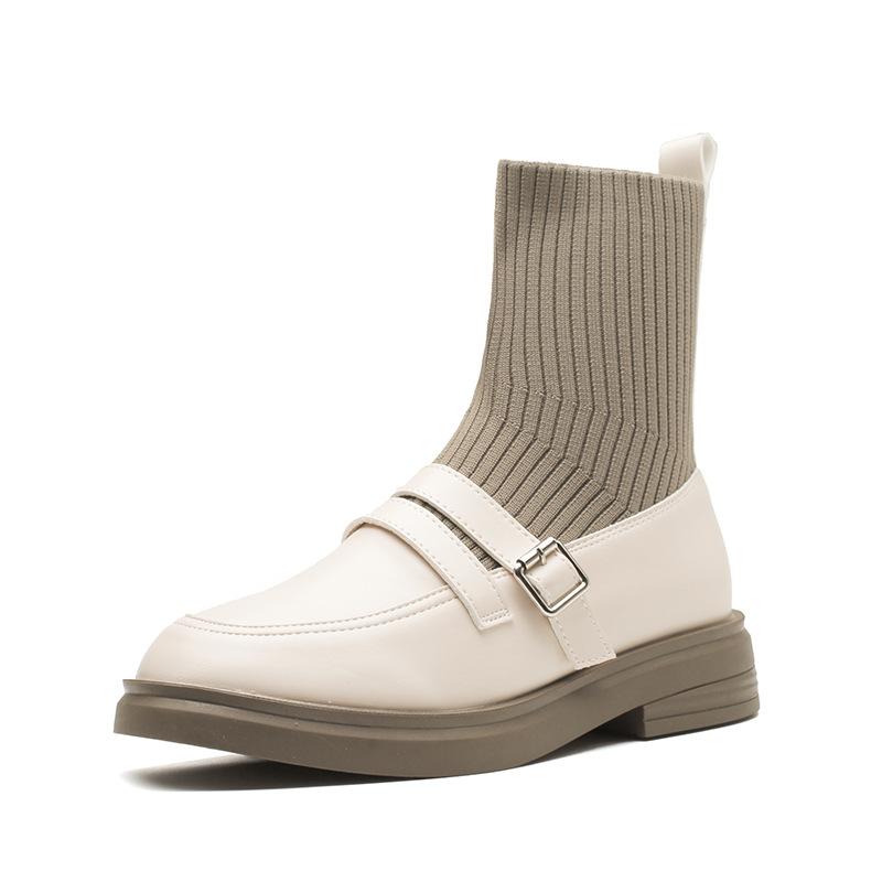 Flat Ankle Boots Autumn and Winter Socks Boots for Women All-match Knitted Stretch Boots
