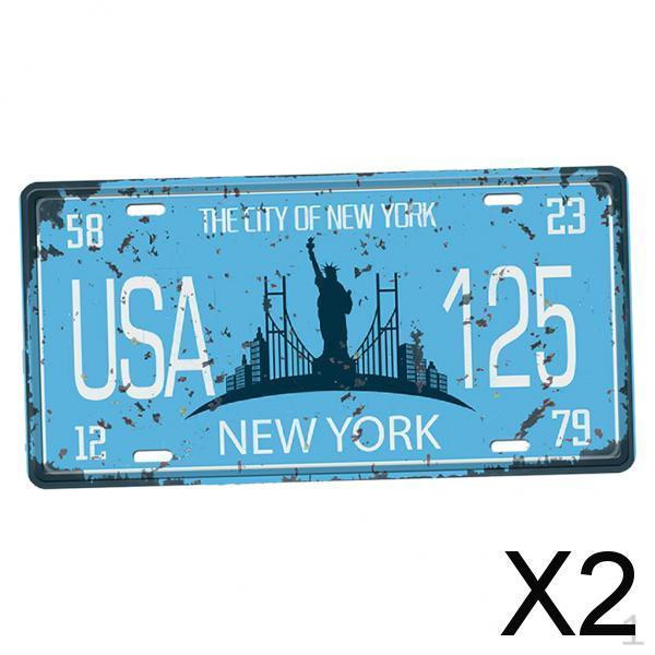 

2xIron painting metal tin sign York City