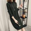 Knitted Dress for Women Loose Mid - Length Korean - Style Sweater Solid Color Casual Half Turtleneck Pullover Autumn and Winter