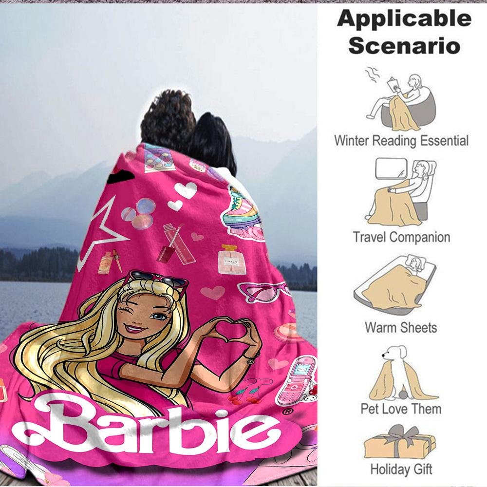 1 pezzo Coperta Plaid in Flanella Barbie Morbida, Calda e Accogliente per Divano, Letto, Ufficio e Viaggio Versatile per Tutte le Stagioni Regalo, Regalo di Natale