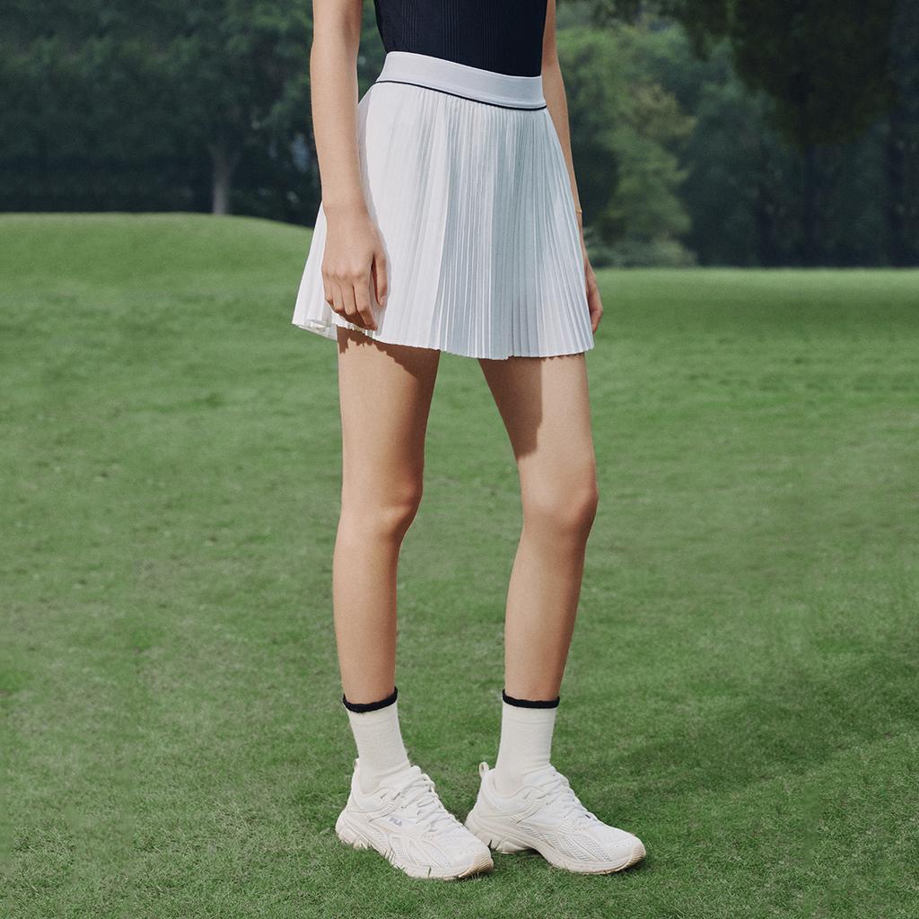 Fila Tennis Fashion Simple Classic Pleated Sports Woven Tennis Skirt Women Skirts Cloud-White A11W623337FWT