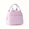 Reusable Thermal Insulated Bento Bag Embroidery Portable Corduroy Lunch Bag for Kid Ideal for Go To School/Travel Work Trips