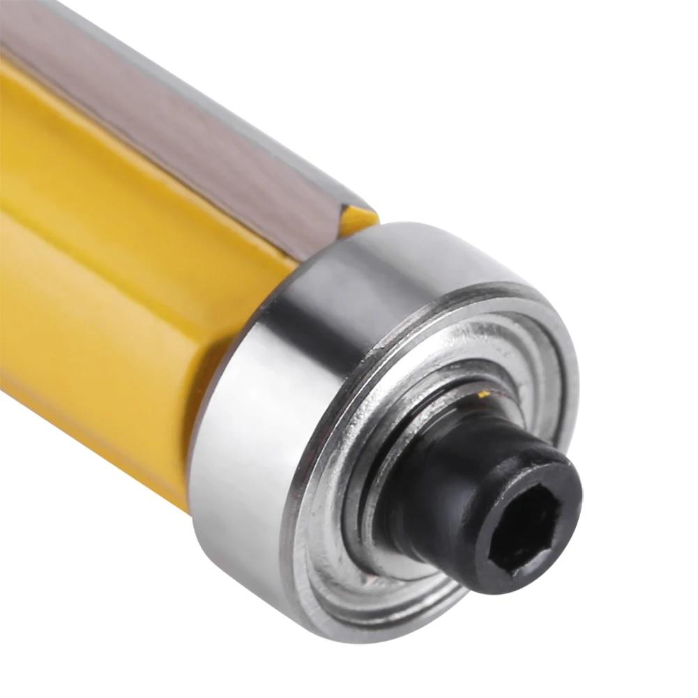 Router Bit Straight Router Bit Flush Trim Router Bit with Top and Bottom Bearing 1‑1/2inch H * 1/4inch Shank Woodworking Tool