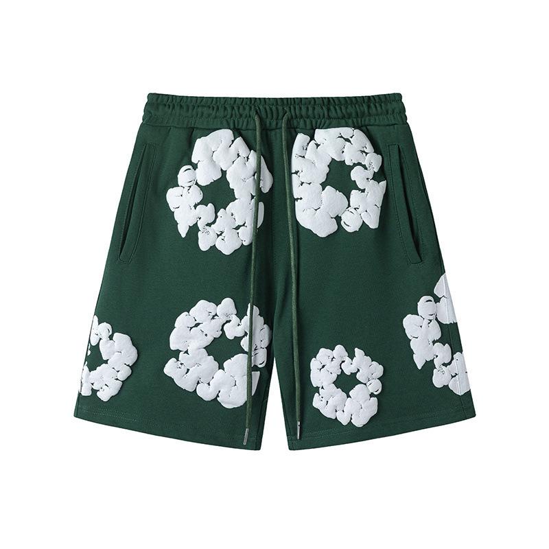New Trendy Short-sleeved Short-pants Set with Foam Printing - Suitable for Both Men and Women, for Casual Wear.