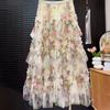 Skirt for Women Casual Versatile Floral Print Elastic High Waist Long LooseTrousers Stretchy Slim Skirt