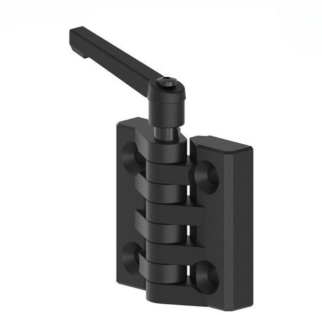Black Lever Lock Position Hinges with Handle Adjustable Tightening PA for industrial switchgear Distribution Cabinet