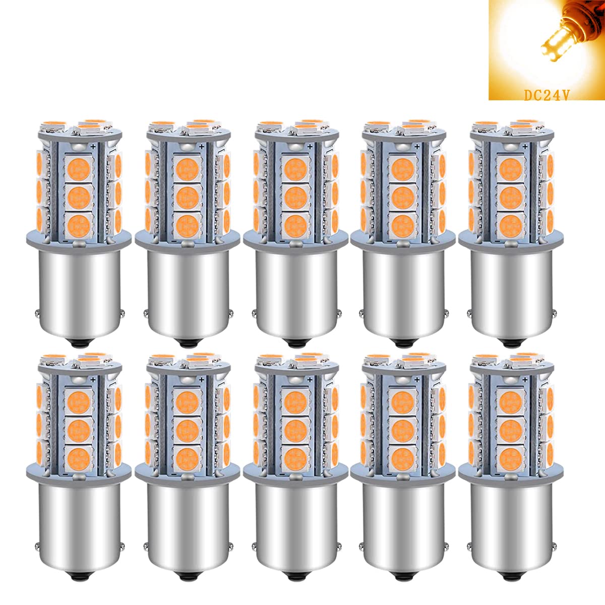 S25 LED Single 24V Amber Truck Side Marker Ball Back Lamp G18 (1156 BA15s) S25 Single Amber (Set оранжевый