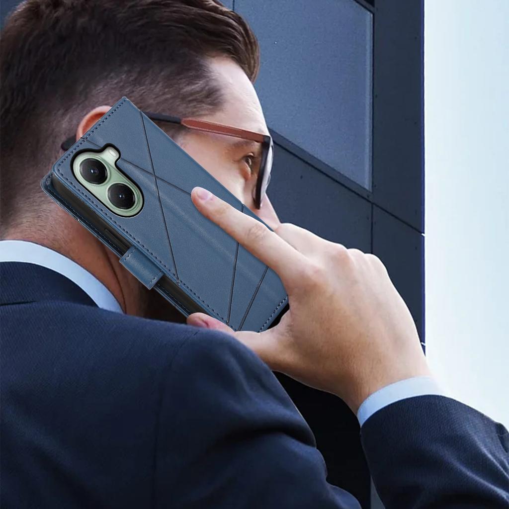 DF-06 For Xiaomi Poco X7 Pro 5G/Redmi Turbo 4 5G Phone Case Line Imprint Leather Wallet Cover