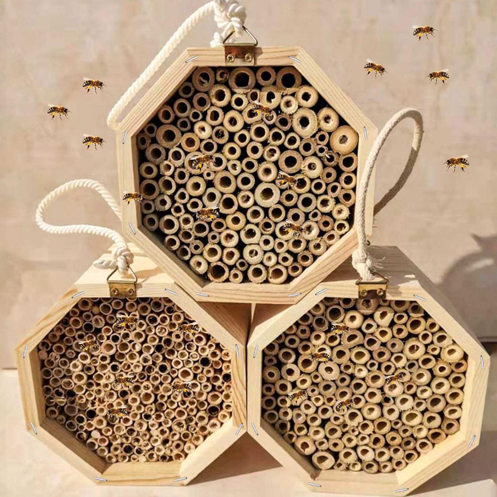 Bee Hotel for Garden and Yard Bamboo Bee Hive for Bees Butterflies Mason Bee Houses and Supplies for Outdoor Garden