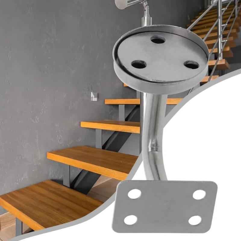 2Pcs Stair Handrail Brackets Stainless Steel Wall Support Hand Rail Silver Balustrade for Household Hotels Hardware Tools