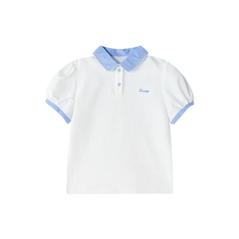 Deesha Girls Summer Blue Plaid Patchwork Polo Top 120