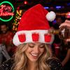 Plush Holiday Hat Christmas with Drink Holder, Adults Velvet Santa Claus Hands Free Holder Cap 3 Cups, Red Xmas for New Year Party Beer Drinking