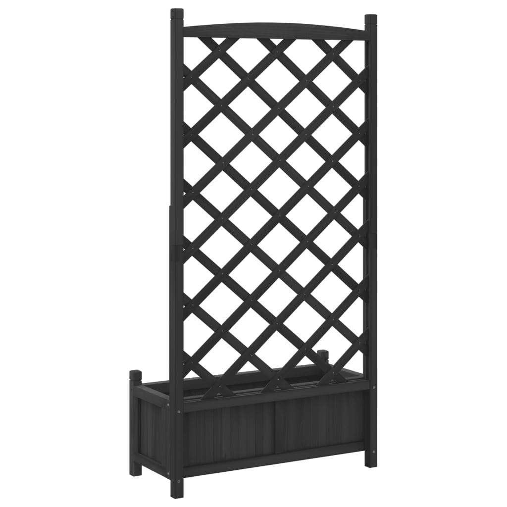 Vidaxl Planter with Trellis, Black, Solid Fir Wood
