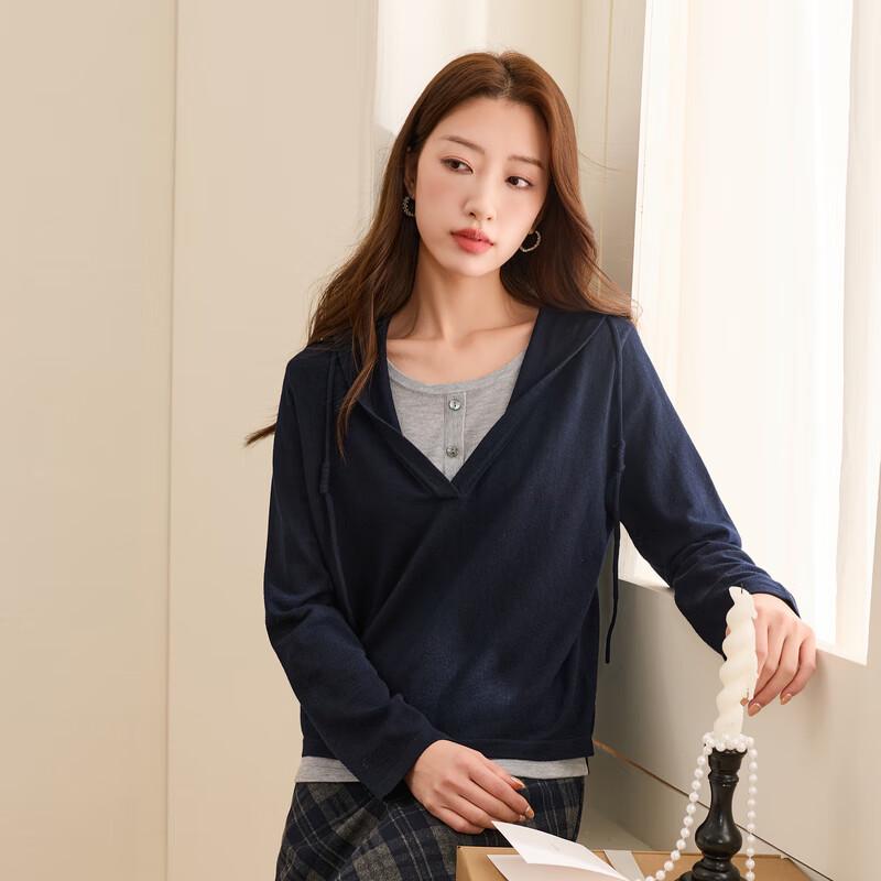 

Sancai Plus Size Faux Two-Piece Hooded Knit Sweater M 160/88B