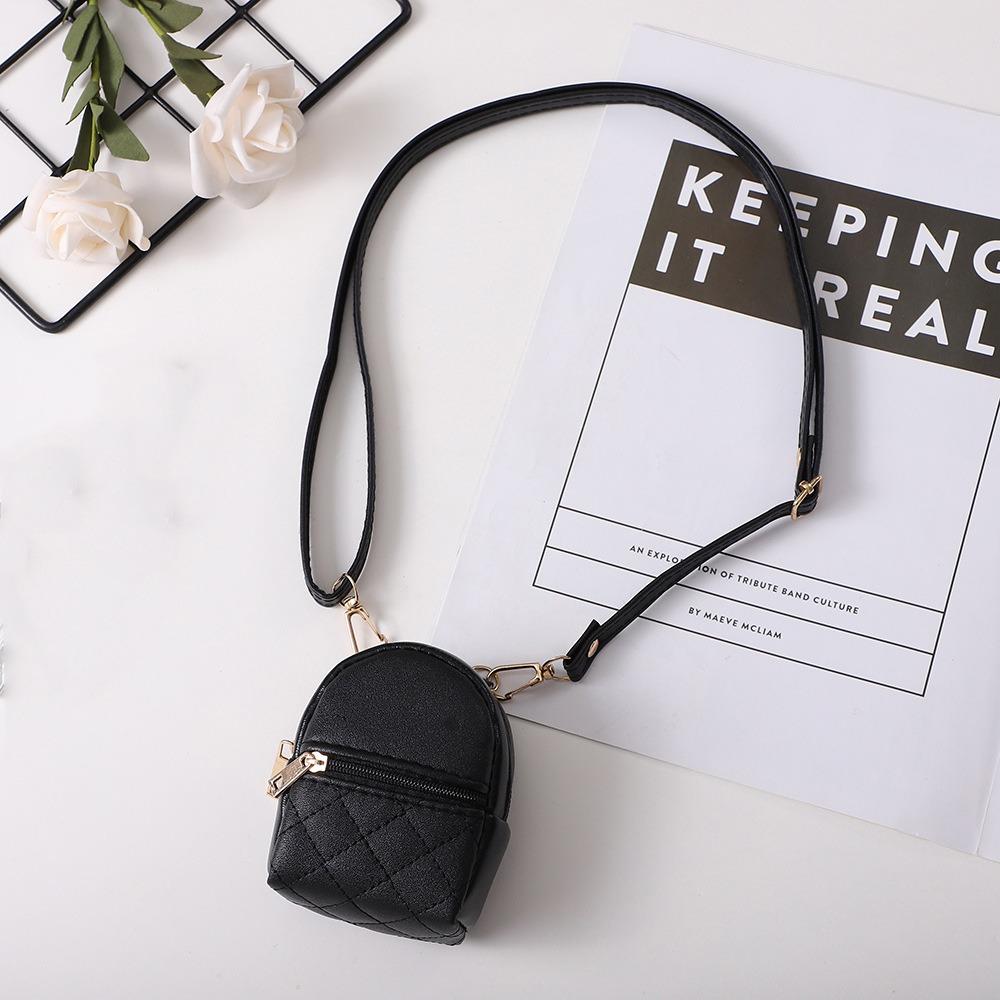 Long Strap PU Mini Coin Purse Backpack Shape PU Small Wallet Key Bag Earphone Mini Storage Bag Kid