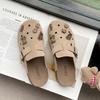 Leather Platform Women's Shoes Spring and Summer New Bag Head Half Slippers Wear Sandals Hole Shoes Single Shoes