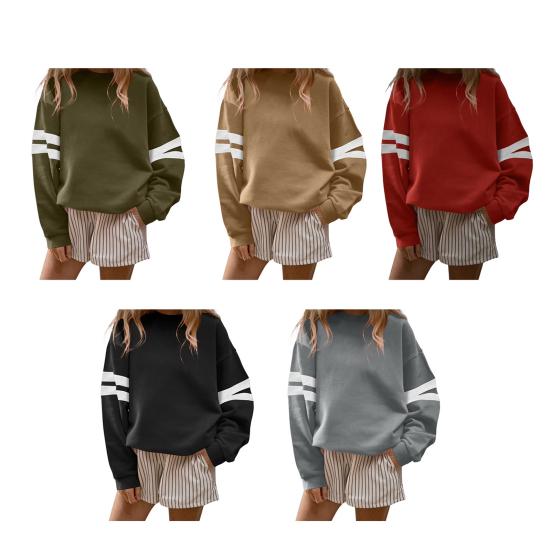 Crewneck Sweatshirt för Kvinnor Oversized Långärmad Pullovertoppar Plus Size Höst Vår Vardagskläder