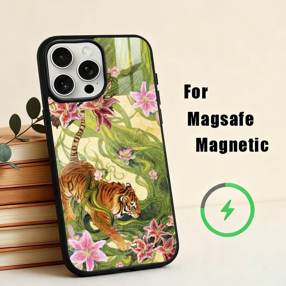 

T-tiger P-poster Phone Case For iPhone17,16,15,14,13,12,11 Plus,Pro Max Magnetic For Magsafe Wireless Charging iPhone15PROMAX
