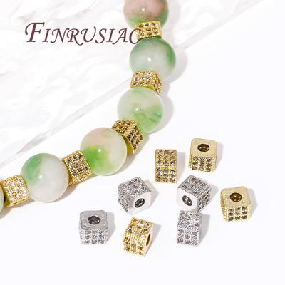 Messing mit 18K Goldbeschichtung mit Zirkonia-Quadrat-Abstandshaltern für Armbänder, DIY-Schmuckherstellungsmaterialien, Abstandshalter für Perlen
