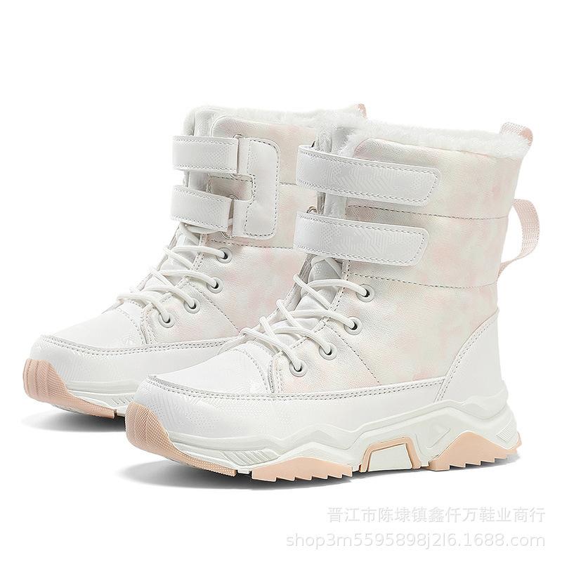 Girls' new snow boots piled thickened cotton shoes warm large cotton shoes winter children's outdoor boots foreign trade