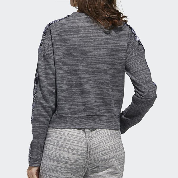 adidas Short Round Neck Pullover Sweatshirt Women Tops Dark-Grey GE1131