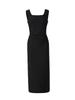 French Hepburn-Style Square Neck Sleeveless Black Dress: Summer 2025 Mid-Length Pleated Slimming Design for Women