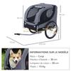 HOMCOM Bike Trailer for Dog Animals with Flag and 8 Gray and Black Reflectors