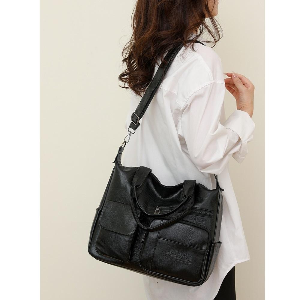 Soft Leather Handbag Female Vintage PU Shoulder Bag Multi-pocket Messenger Bag Shopping Lady Crossbody Bags Mommy Totes