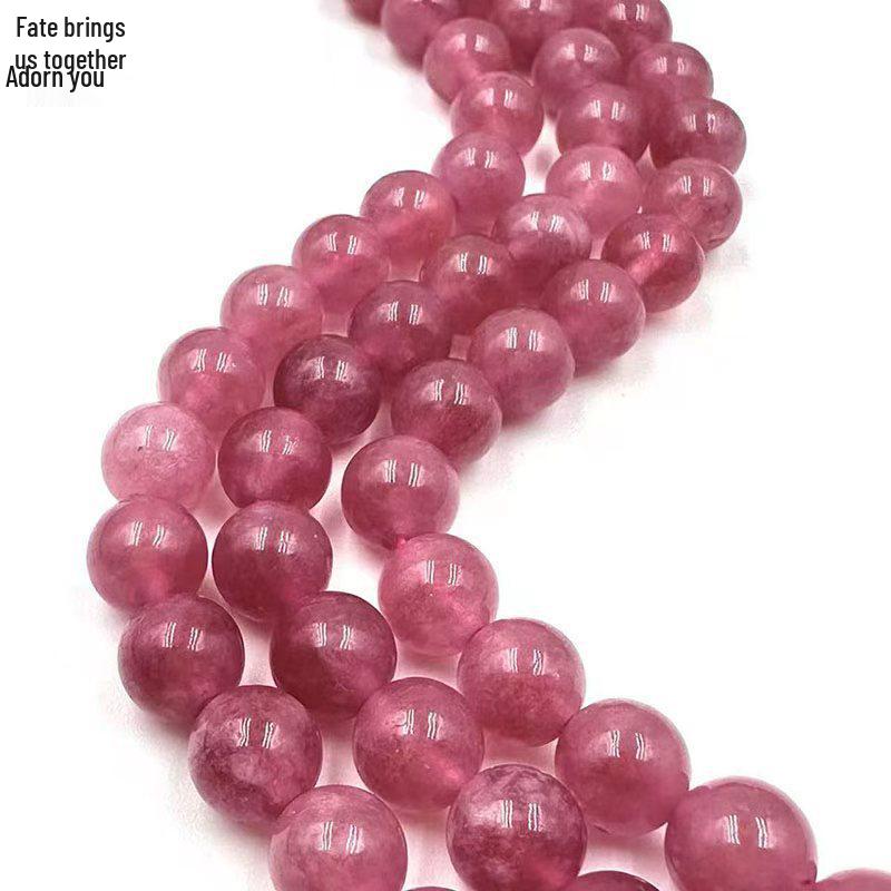 Natural Ice Strawberry Quartz Round Beads for DIY Crystal Bracelets - High-End Jewelry Accessories