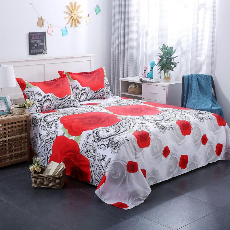 

3 Piece Sheet Set 3D Printed Polyester Bedding Sheets Flower Design Bedding Flat Sheet Pillowcase #5