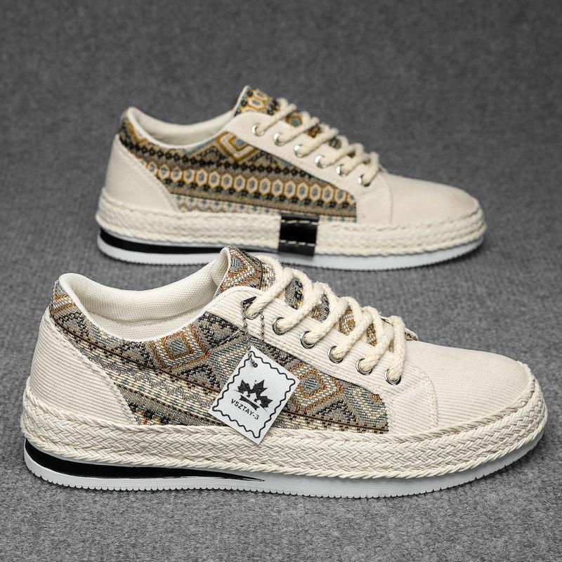 Мужская парусиновая обувь популярна летом повседневная универсальная обувь для сноуборда легкая и удобная для молодежи а также обувь с мягкой подошвой из ткани 39 бежевый 2458₽