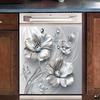Silvery Floral  Decal Kitchen Fridge Dishwasher Sticker Self-Adhesive Removable Wall Decals Home Decor