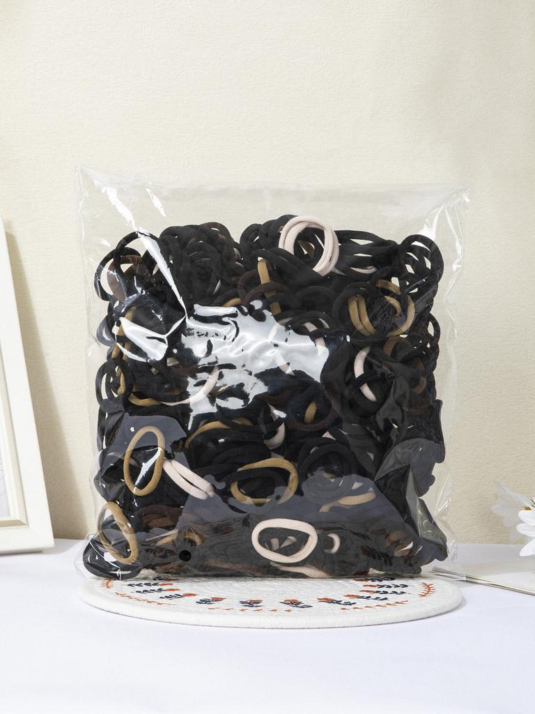 100PCS Black Hair Ties for Women Girls, Seamless Thick Black Hair Band, Elastic Hair Ties No Damage Ponytail Holder