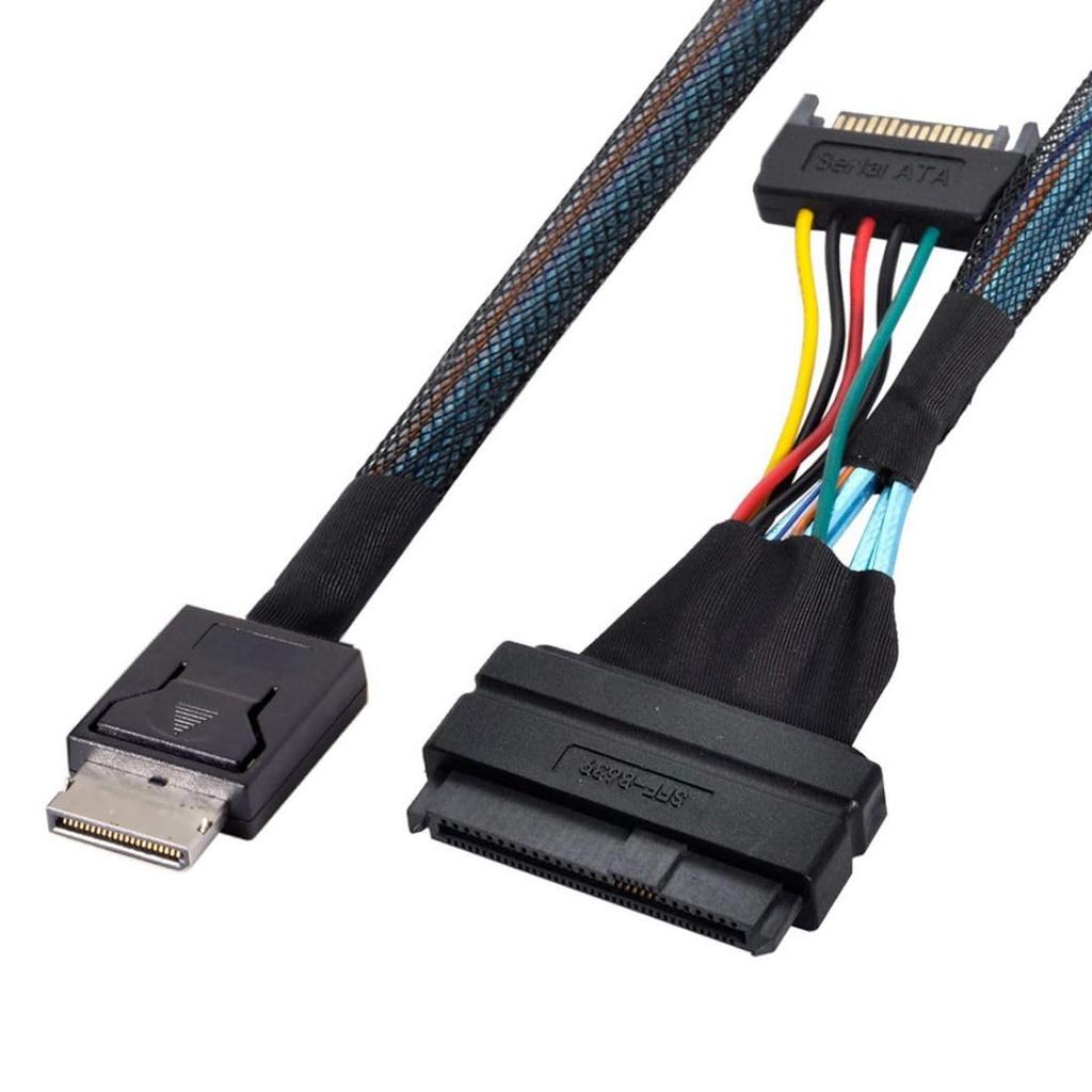 chenyang PCIe to Cable with SATA Power for NVME SSD Motherboard Internal 4.0 SFF-8611 SFF-8639 U.2 SFF-8639 Expansion, 1.64ft/0.5M