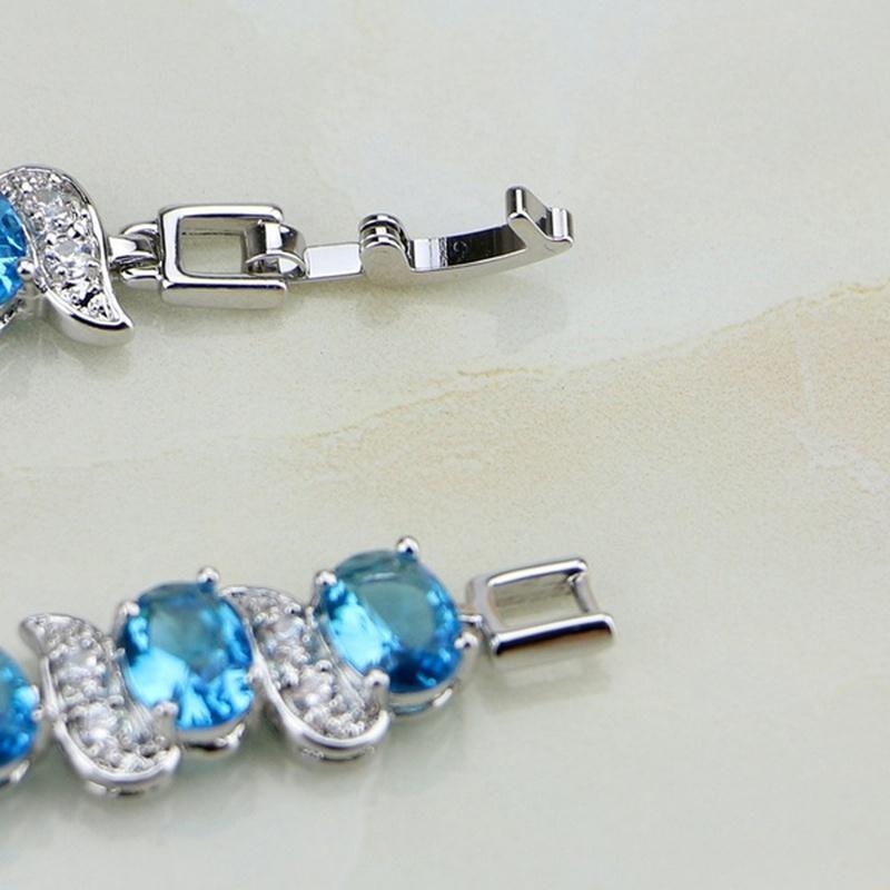 Casual Mystic Sky Blue Cubic Zirconia White Cubic Zirconia Charm Bracelets For Women Fashion Bracelet