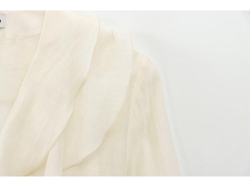 2025 Spring Casual Layered Puff Sleeve V-Neck Blouse