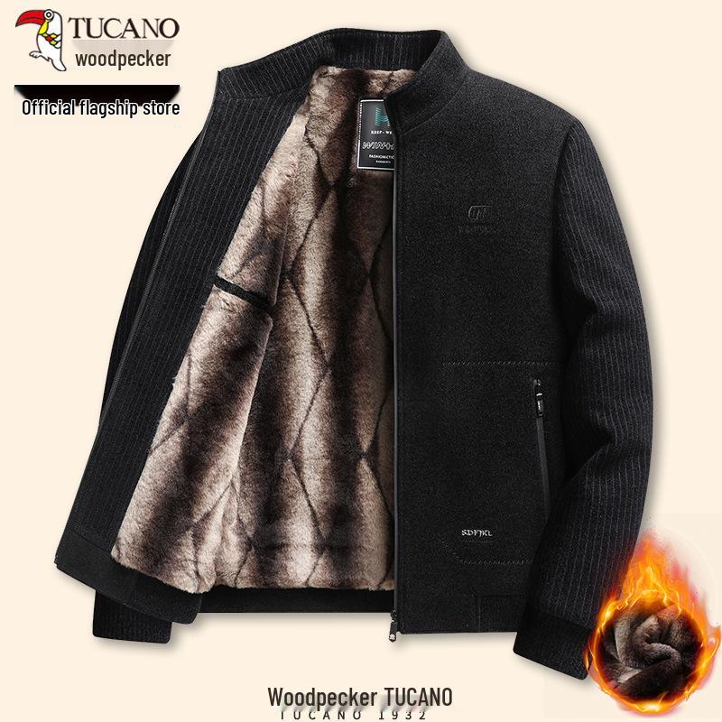 Woodpecker Men's Fleece-Lined Wool Overcoat - Turn-Down Collar