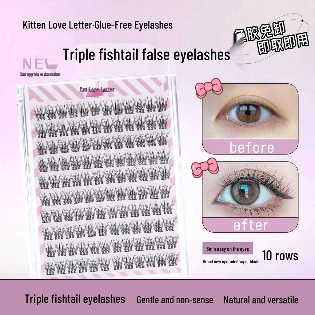 Ten Row Glue-Free Self-Adhesive False Eyelashes – Super Natural Sunflower, Easy Three-Step Application, No Removal Needed