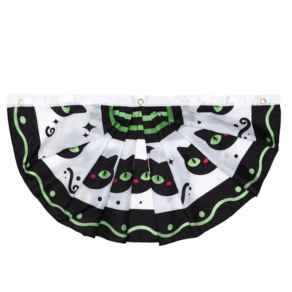For Porches Hanging Halloween Flag Halloween Pleated Fan Flag Yard Decoration Fade-resistant Classic Halloween Patterns