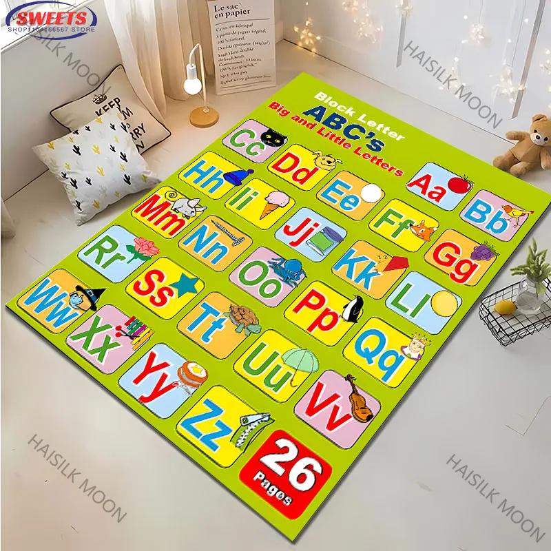 Tapete 3D ABC para Quarto de Crianças, Tapetes Infantis ABC para Chão, Tapete de Brincar com Alfabeto Tapetes Infantis Elementares Pré-escolares com Ilustrações de Animais