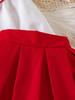 New Girl's European & American Clothing Set: White Long-Sleeve Top + Red Short Skirt