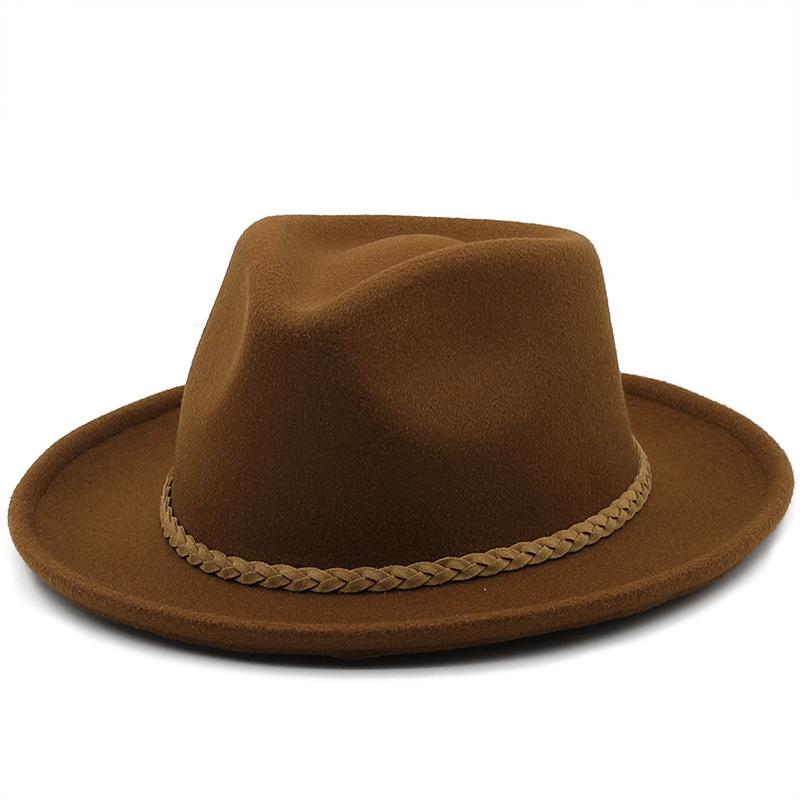 Autumn and Winter Women's New Upturned Hat Fashion Wool Jazz Hat British Style Top Hat