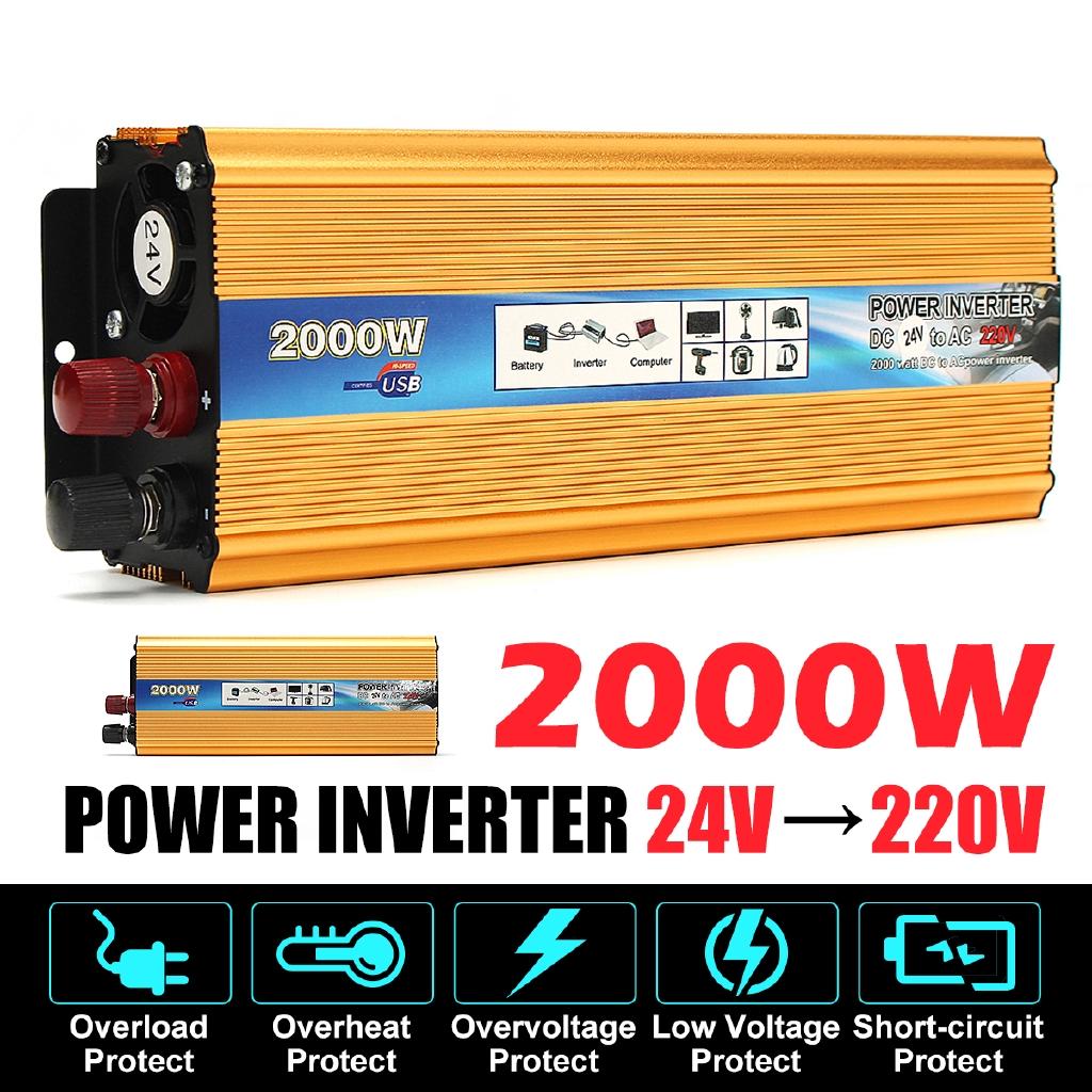 Portable Car Modified Sine Wave Power Inverter Converter DC 24V To AC 220V Modified Sine Wave Converter 2000W