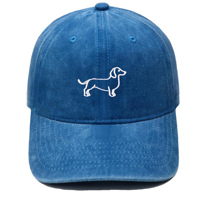 New cartoon cute puppy embroidered baseball cap washed retro simple men's and women's casual versatile sunshade cap