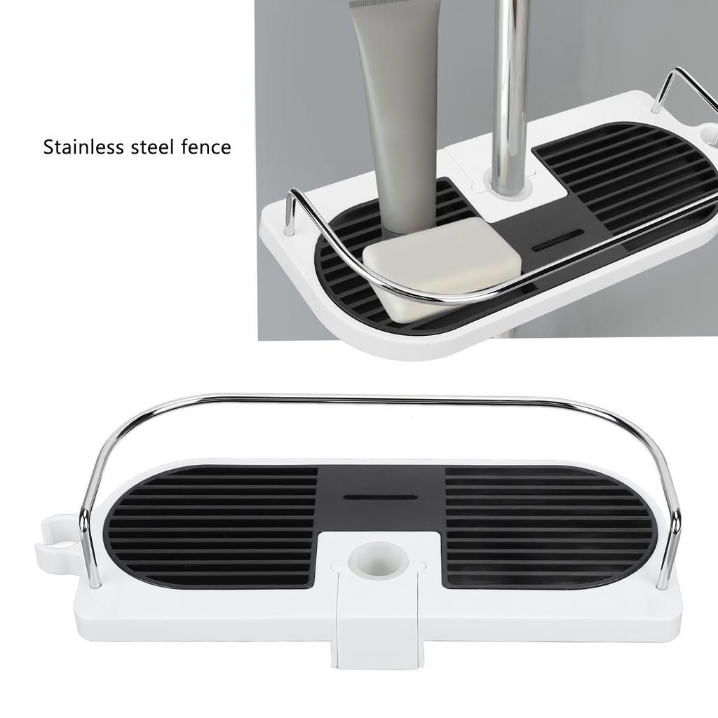 Shower Caddy Punching Free Installation Maximum Load 15kg Height Adjustable Hollow Design Bathroom Storage Rack