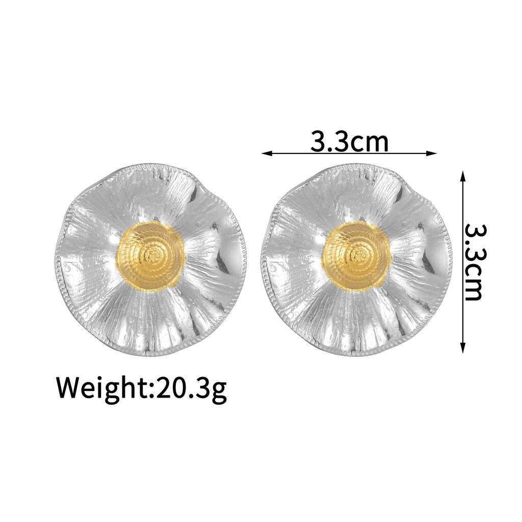 Atoztide Multiple Styles Exaggerated Flowers Earrings for Women Stainless Steel Irregular Double Color Stud Earring Jewelry Gift