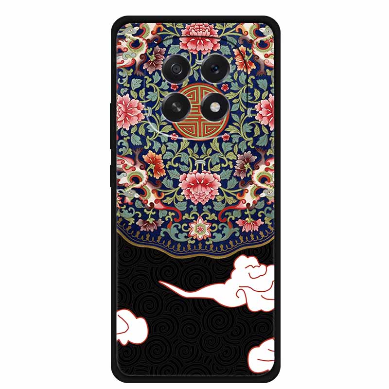 For Oppo A5 5G Phone Case 3D Relief Emboss Flowers Back Cover Black TPU Silicone Soft Case For Oppo A 5 PKQ110 Cases 6.7" Fundas